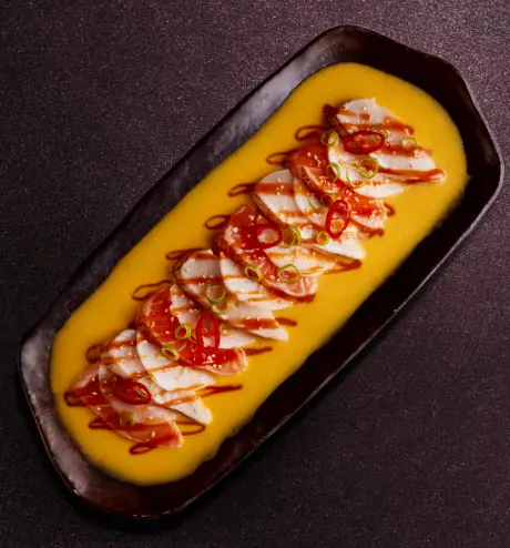 Tiradito saumon-yellowtail miso