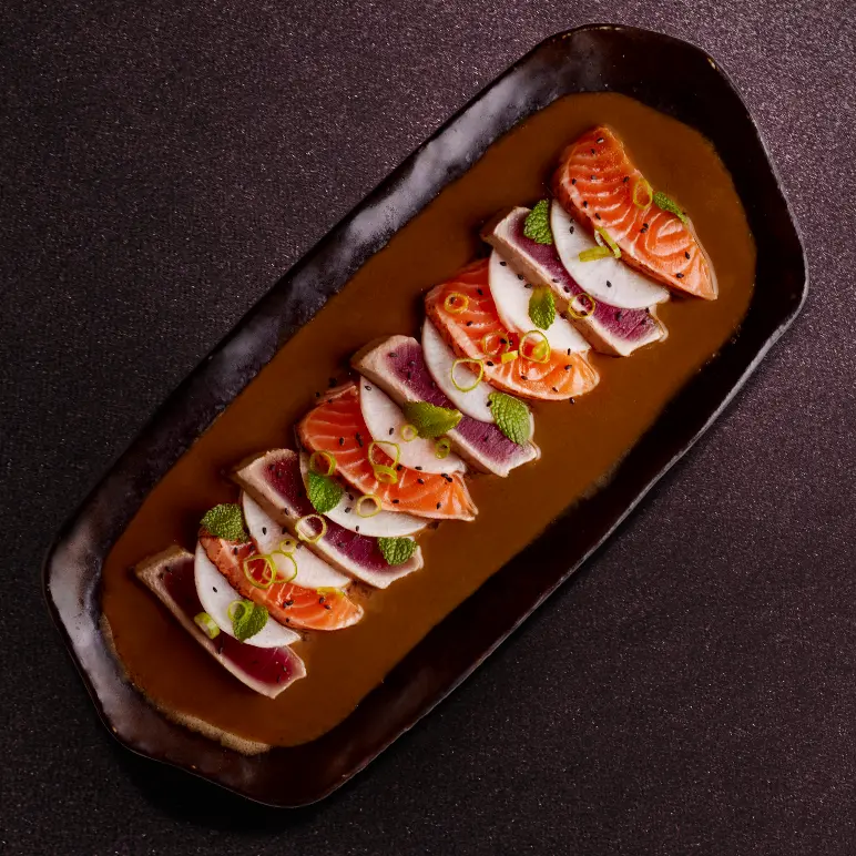 Tiradito thon-saumon yuzu